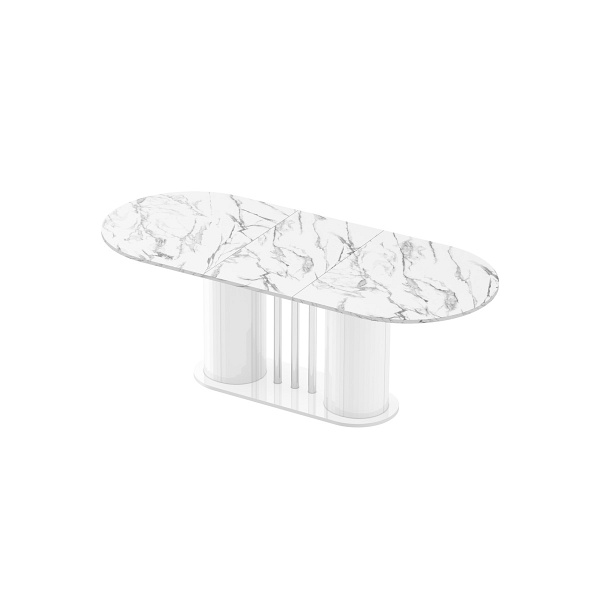 Stół rozkładany CESARO - Wariant Kolorystyczny: Marble White HG+Biały HG - Hubertus